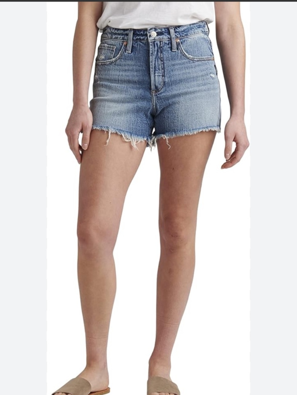 Silver Jeans Women's Light Blue Denim Shorts western size 26  Curve-hugging